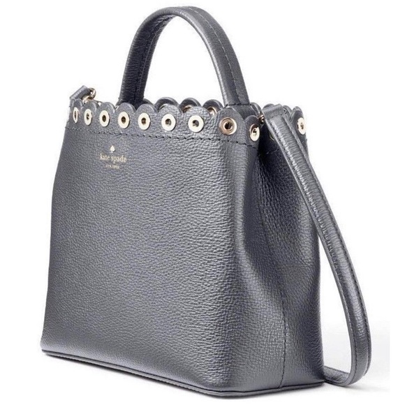 KATE SPADE ♠️ PALOMA ROAD GRAY LEATHER SATCHEL NWT - Picture 3 of 6